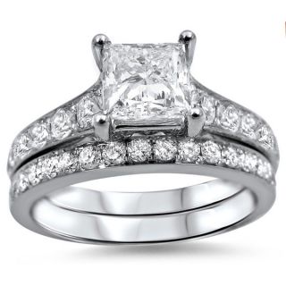 Noori 14k White Gold 1 3/4ct TDW Princess cut Diamond Bridal Set (G H