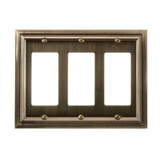 Amerelle Continental 3 Decora Wall Plate   Brushed Brass 94RRRBB