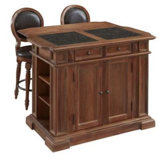 Home Styles 48 in. W Wood Americana Vintage Kitchen Island with 2 Stools 5000 948