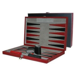Black/Red Leatherette Backgammon Set