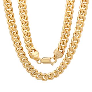 Sterling Essentials 14k Goldplated Silver 7.5mm Mens Cuban Link Chain