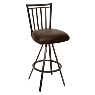 Cleo 26 inch Modern Barstool In Grey Leatherette and Brushed Stainless