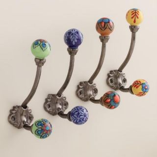 Small Ceramic Double Hooks, Set of 4