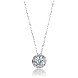 SummerRose 14k White Gold 1/2ct TDW Diamond Halo Slide Necklace (H I