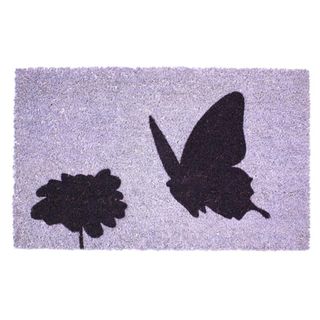Flower and Butterfly Coir Doormat