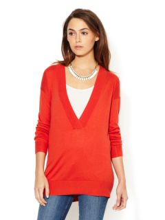 Silk Cashmere Deep V Neck Sweater by Faconnable