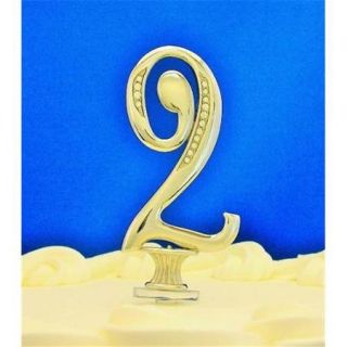Plaza 3 inch Swarovski Crystal Gold Numeral Cake Topper   Number 2
