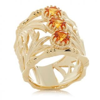 Technibond® 1.5ct 3 Stone Created Padparadscha Wide Band Ring   7443555