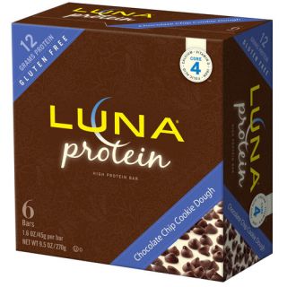 LUNA Protein Chocolate Chip Cookie Dough Bars, 1.6 oz, 6 count