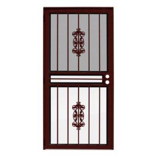 Unique Home Designs 36 in. x 80 in. Rambling Rose Wineberry Recessed Mount All Season Security Door with Insect Screen and Glass Inserts 1U0350EN0WBGLA