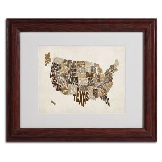 Michael Tompsett USA States Text Map 2 Framed Matted Art