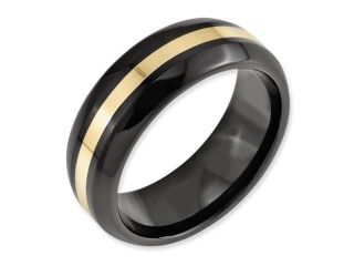 Ceramic Black with 14k Inlay 8mm Polished Band