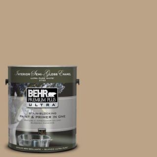 BEHR Premium Plus Ultra 1 gal. #UL170 4 Gobi Tan Interior Semi Gloss Enamel Paint 375401