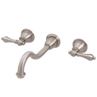 Water Creation Wall Mount 2 Handle Elegant Spout Bathroom Faucet in Brushed Nickel F4 0001 02 BX