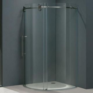 Vigo Sanibel 40.625 in. x 40.625 in. x 74.625 in. Frameless Bypass Shower Enclosure in Stainless Steel and Clear Glass VG6031STCL40L