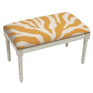Animal Print Upholstered and Wood Bench