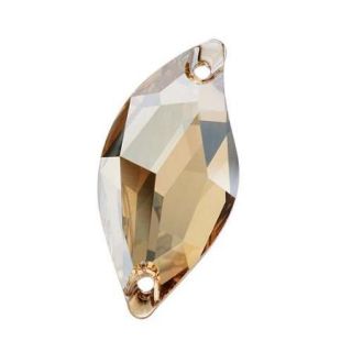 Swarovski Crystal, #3254 Diamond Leaf Sew On Stone 30mm, 1 Piece, Crystal Golden Shadow