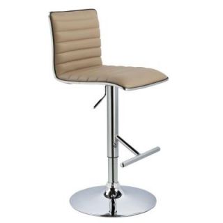 Worldwide Homefurnishings 23 in. Adjustable Faux Leather and Chrome Bar Stool in Sand (Set of 2) 203 700SD 2PK