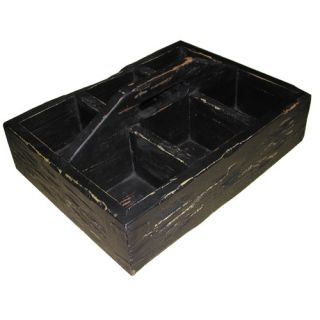 Casual Elements Wooden Tray with Compartments in Black