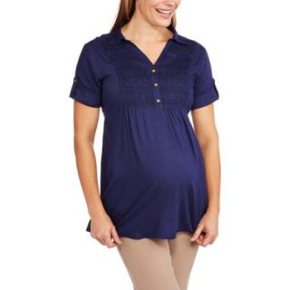 Oh! Mamma Maternity Short Sleeve Embellished Front Shirt