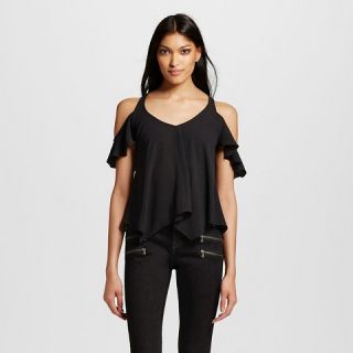 Shoulder Ruffle Blouse Black   Necessary Objects