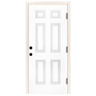 Steves & Sons 30 in. x 80 in. Premium 6 Panel Primed White Steel Prehung Front Door with 30 in. Left Hand Outswing and 6 in. Wall ST60 PR 26 6OLH