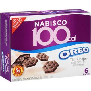Nabisco 100 Calorie Oreo Thin Crisps Baked Chocolate Wafer Snacks, .81 oz, 6 count