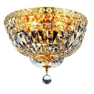 Elegant Lighting 4 Light Gold Flushmount with Clear Crystal EL2528F14G/RC