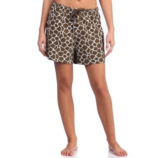 Leisureland Womens Giraffe Brown Cotton Knit Boxer Shorts   15751096