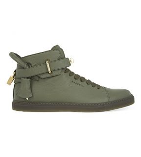 BUSCEMI   100mm padlock leather high top trainers