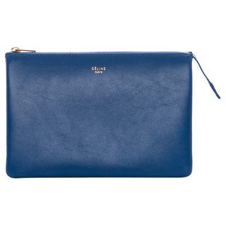 Celine Solo Trio Blue Leather Cosmetic Pouch  ™ Shopping