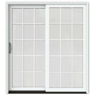 JELD WEN 71 1/4 in. x 79 1/2 in. W 2500 Brilliant White Prehung Left Hand Clad Wood Sliding Patio Door with 15 Lite Grids JW2201 01769