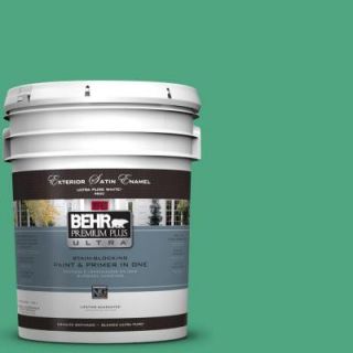 BEHR Premium Plus Ultra 5 gal. #P420 5 Shamrock Green Satin Enamel Exterior Paint 985305