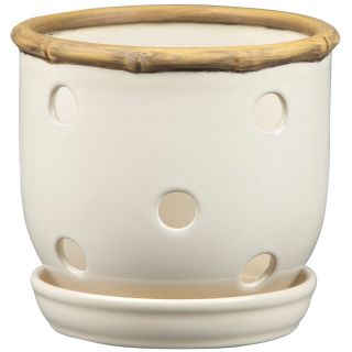 New England Pottery 5 1/2"H x 6"W x 6"D White Ceramic Planter