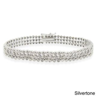 DB Designs Silvertone 1ct TDW 3 row Diamond Bracelet (I J, I2 I3)