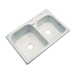 Thermocast Cambridge Drop In Acrylic 33 in. 2 Hole Double Bowl Kitchen Sink in Tender Grey 45281