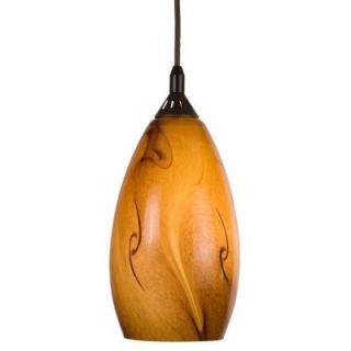Home Decorators Collection 1 Light Caramel Brown Ceiling Leopard Pendant with Swirl Glass Shade 25306 36