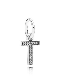 PANDORA Pendant   Sterling Silver & Cubic Zirconia Letter T, Moments Collection