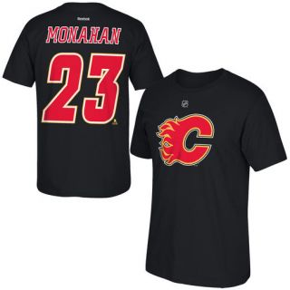 Reebok Sean Monahan Calgary Flames Black Name and Number T Shirt