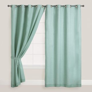Dusty Aqua Linen Grommet Top Curtains Set of 2