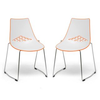 Baxton Studio Set of 2 White and Orange Stackable Side Chairs