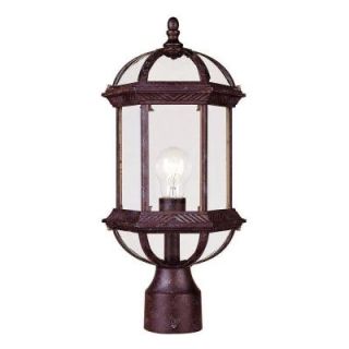 Illumine 1 Light Post Lantern Rustic Bronze Finish Clear Beveled Glass CLI SH202852874