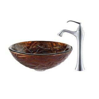 KRAUS Dryad Glass Vessel Sink in Multicolor and Ventus Faucet in Chrome C GV 396 19mm 15000CH