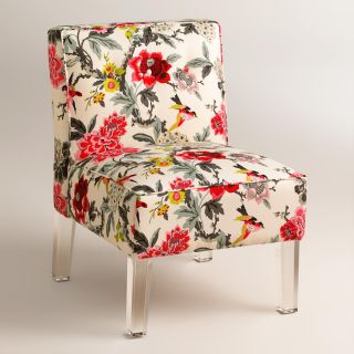 Randen Upholstered Chair in Warm Toned Prints   Acrylic Legs