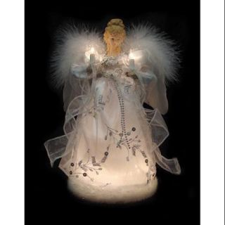 12" Ice Palace Lighted White & Silver Angel Christmas Tree Topper   Clear Lights