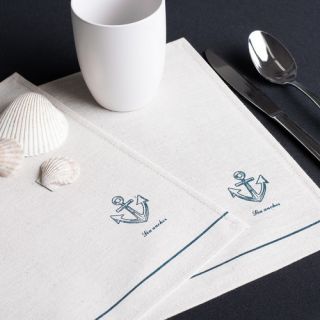Linen Tablecloth Anchors Away Cotton Placemat
