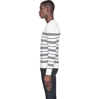 Ivory striped felted merino sweater