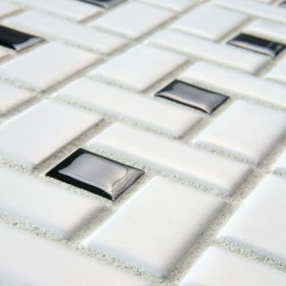 EliteTile Retro Random Sized Glazed Porcelain Spiral Mosaic in White