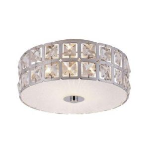 Bel Air Lighting 2 Light Polished Chrome Round Flushmount with Ice Cube Crystals MDN 1107
