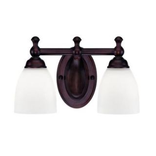 Millennium Lighting 2 Light Rubbed Bronze Vanity Light with Etched White Glass 622 RBZ